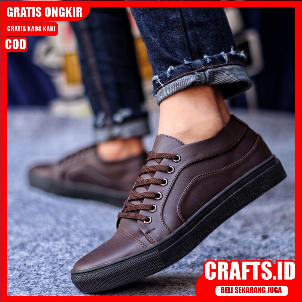 CRAFTS X BOAS Sepatu Kasual Pria Kulit Syntetic Premium Sepatu Pria Casual Sepatu Kasual Cowok/Cowo Kerja Kuliah Semi Formal Gaya Santai Keren Termurah