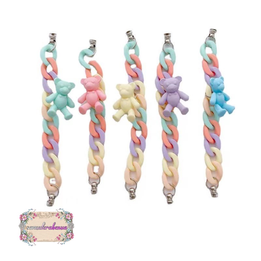 paket gelang tali rantai baut slingcase sling rantai beruang rainbow lanyard universal candy koper choice dove SB3111
