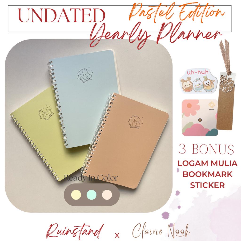 

Undated Yearly Planner Pastel - Jurnal - Diary Planner Clairie Nook