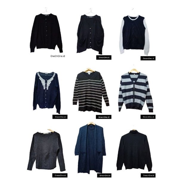 SWEATER CARDIGAN KAOS RAJUT KNIT BORDIR HITAM NAVY CROP OVERSIZE UNIQLO Zara PRELOVED PREMIUM BRANDE