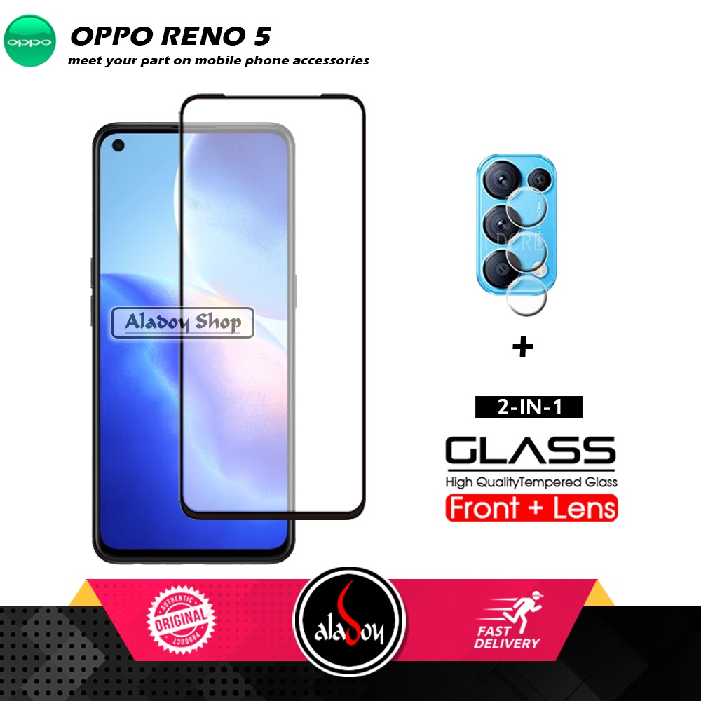 PAKET 2 IN 1 Tempered Glass Layar Oppo Reno 5 Free Tempered Glass Camera