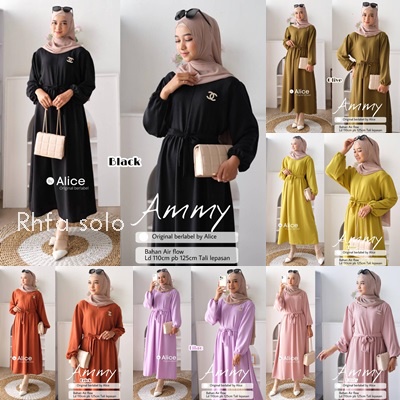 AMMY DRESS MIDI / 29.9 / BAHAN AIRFLOW PREMIUM / LD 110 CM / PB 125 CM / ALLSIZE FIT TO XXL / ALICE