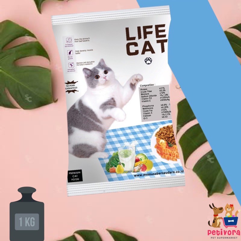 Life Cat 1kg Cat Food / Makanan Kucing Life Cat Dry Food