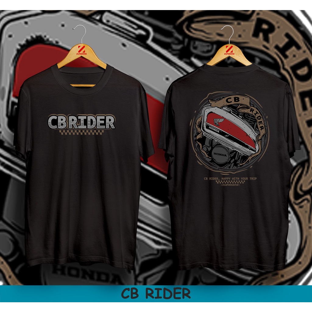 KAOS HONDA CB RIDER TANGKI HAPPY WITH YOUR TRIP / KAOS DISTRO MOTOR