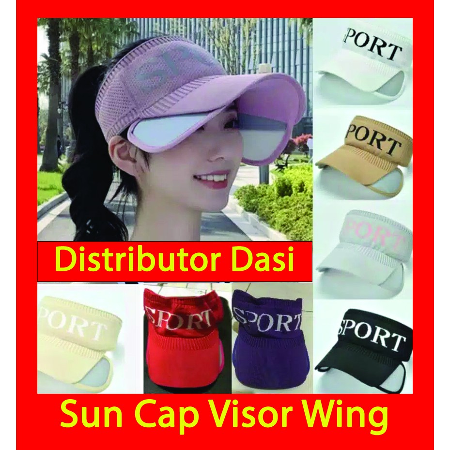 Topi wanita sport sun visor model sayap bahan rajut premium elastis ready stok