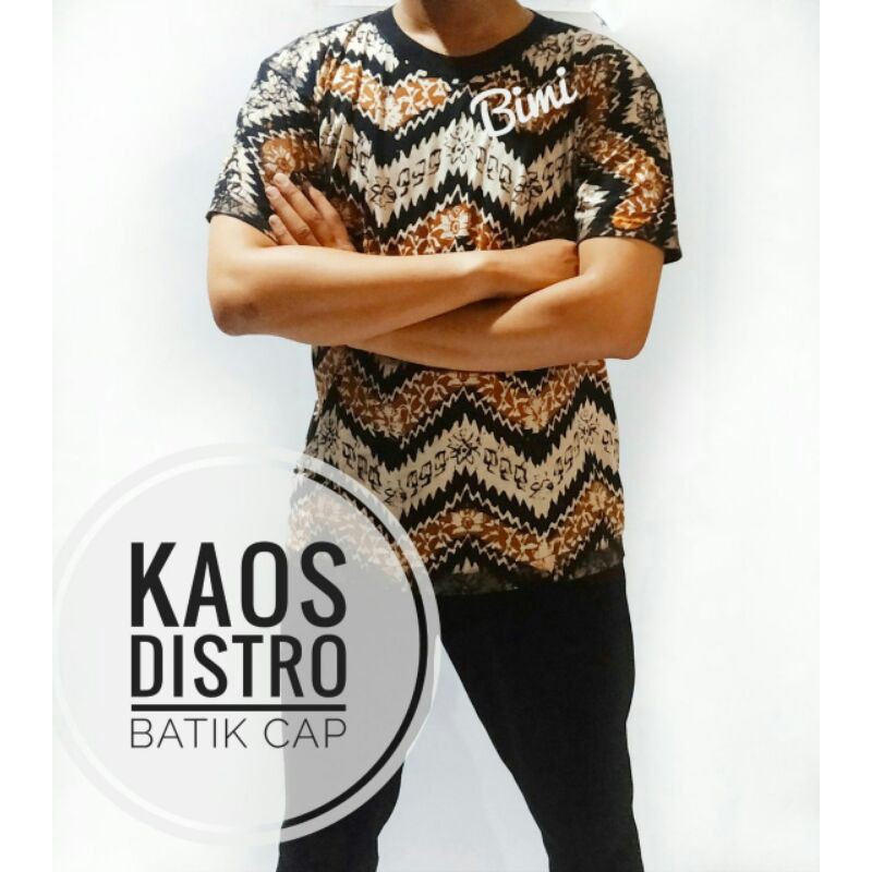 Kaos distro pria modern batik cap kekinian