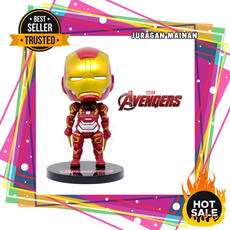 Mainan Ironman Superhero Marvel DC Chibi Action Figure Pajangan Miniatur Cake Topper