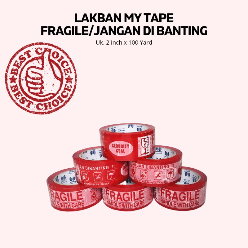 

[MY TAPE] LAKBAN MY TAPE TAPE 2 INCH X 100 YARD FRAGILE / JANGAN DI BANTING / SECURITY SEAL 100Y MEDAN GOJEK GRAB MYTAPE MURAH 2inch 100yard 72 y 48mm HOKI 50yard 50y 100 45 mm 45mm