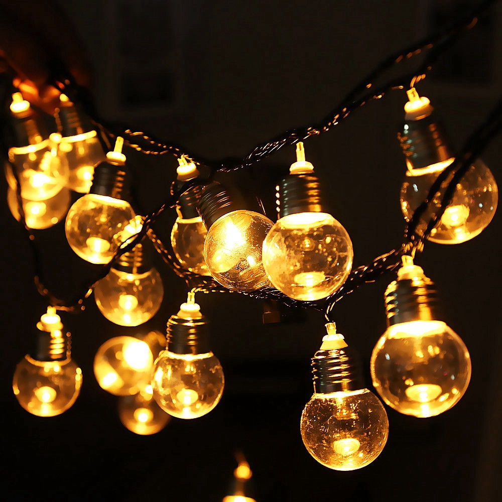 Lampu String 20 LED 6M Bentuk Bola Warna Putih untuk Pesta Natal