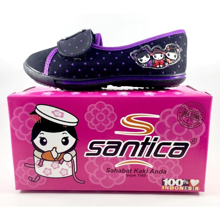 SEPATU ANAK PEREMPUAN-SEPATU SEKOLAH ANAK PEREMPUAN-SEPATU ANAK CEWEK-SEPATU SANTICA YOSHIKO HITAM UNGU SIZE 27 - 29 - FANZ STORE