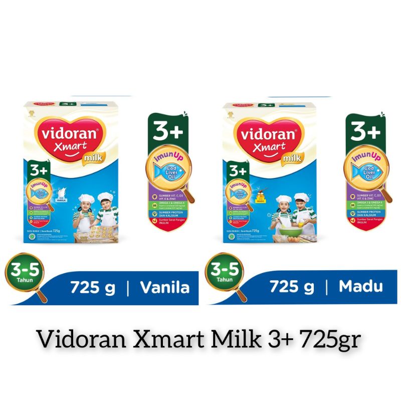 Vidoran Xmart Milk 3+ 725gr MADU / VANILA. Vidoran Smart 3+. Usia 3-5 tahun