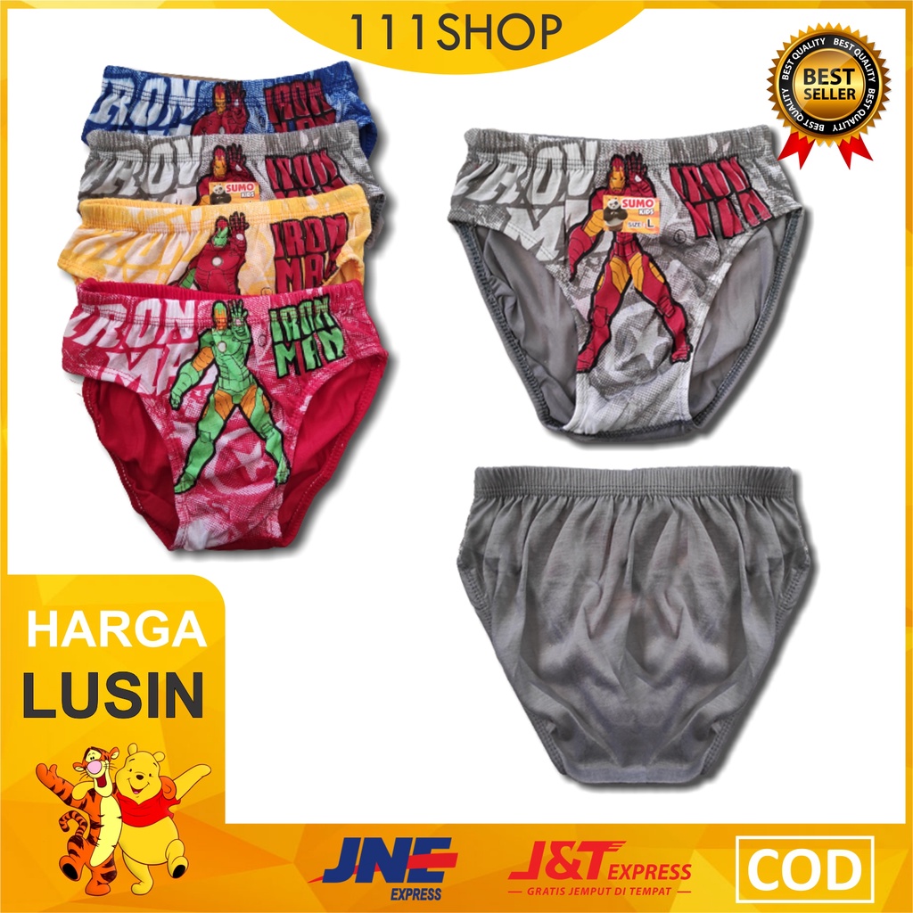 1 LUSIN - Celana Dalam Anak Laki-Laki Motif Karakter / CD Cowok Kartun Acak / Size S M L XL