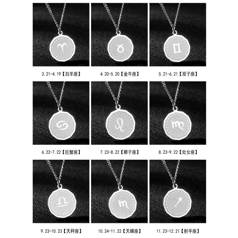 Dua belas rasi pendant Pasangan kalung sepasang merek fashion titanium steel kalung untuk pria dan w