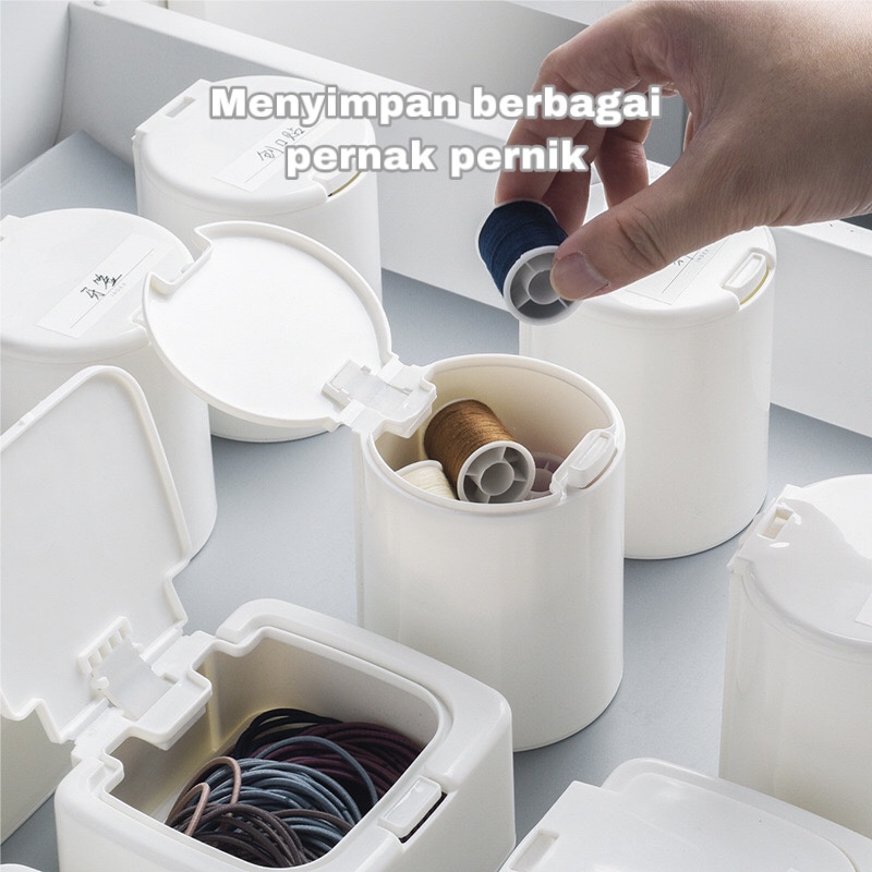 KOTAK PENYIMPANAN AKSESORIS MINI PORTABLE TEMPAT KOSMETIK COTTON BUDS TUSUK GIGI KOTAK PENYIMPANAN KAPAS