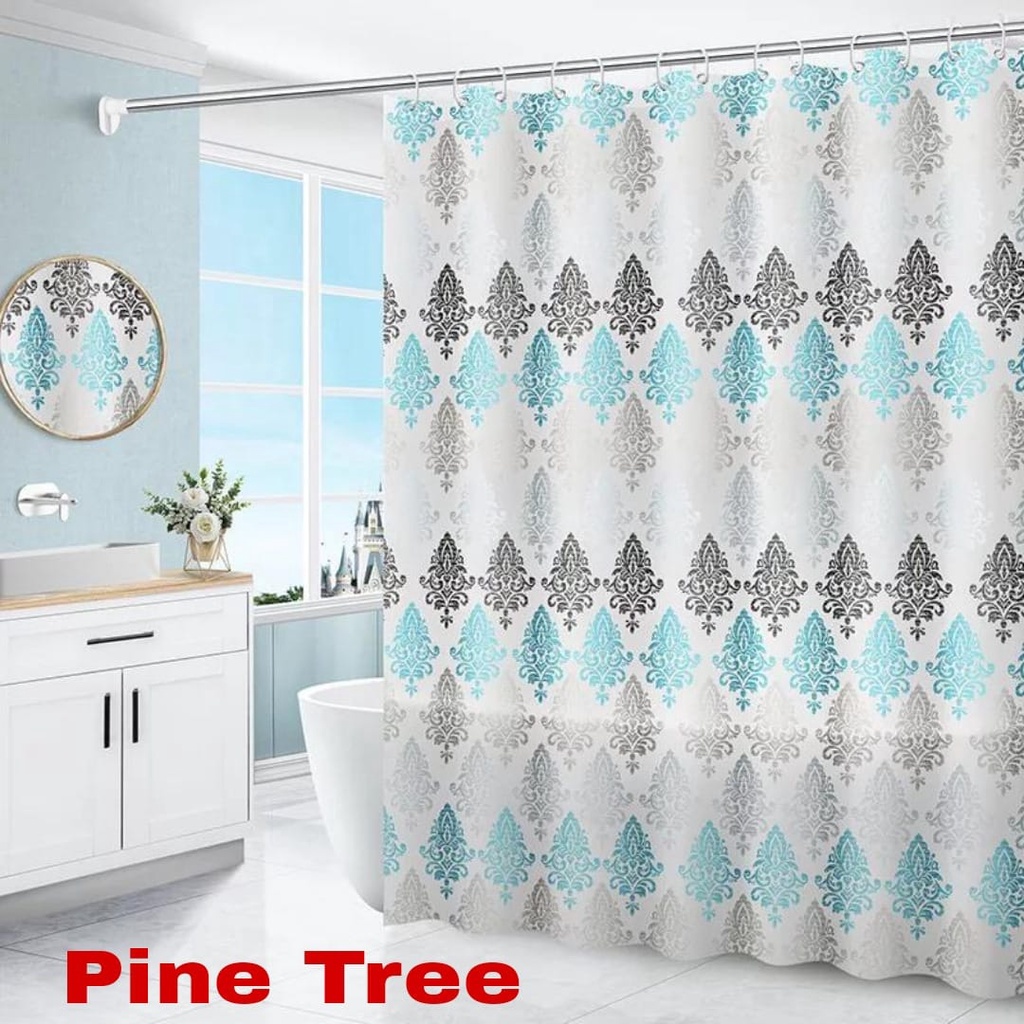 Tirai Kamar Mandi / Tirai Anti Air Bahan PEVA Lengkap Dengan Pengait / Bathroom Shower Curtain