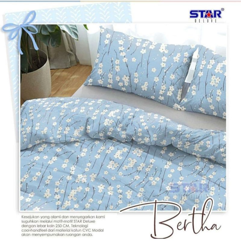 Sprei Katun Lokal Premium Homemade By Star Terbaru Bunga Bunga kecil motif Bertha Biru