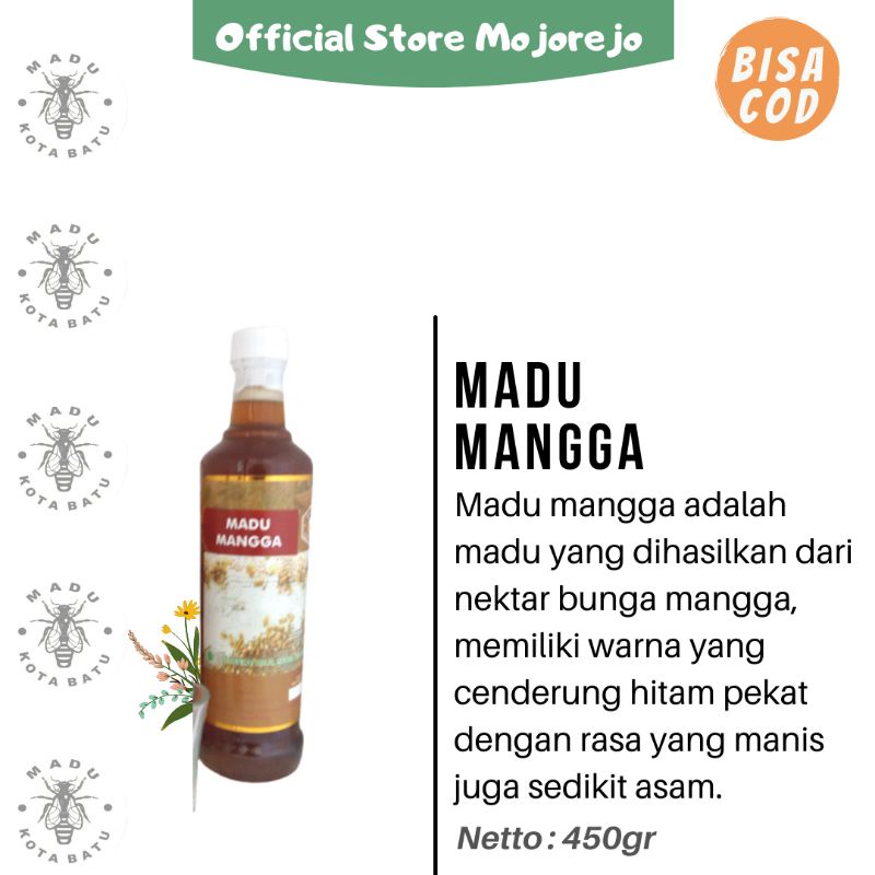 

Madu Murni Nektar Bunga Mangga Botol kaca 450gr (Madu Kota Batu)