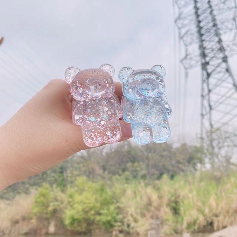 Glitter Bear Popsocket Phone Holder Pegangab HP Lucu