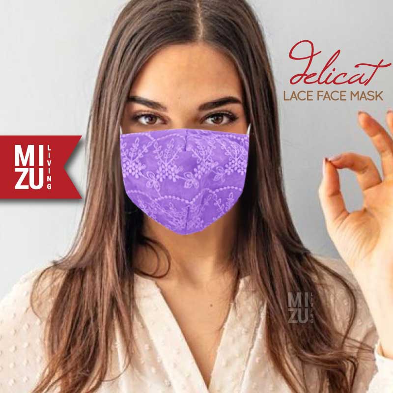 [SALE] MIZU DELICAT Lace Face Mask Embroidery Masker Renda Kain Organza Bordir 3Ply Cuci REUSABLE