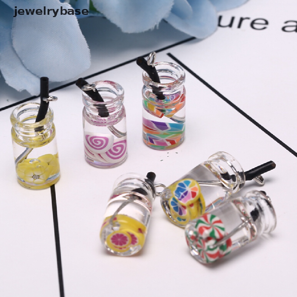 10pcs / Set Liontin Bentuk Botol Minuman Bahan Resin Untuk Perhiasan Anting Charms