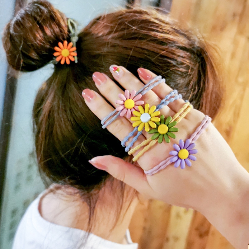 Multicolor Elastic Hair Bands Daisy Flower Cute Tie Rubber Band Hair Accessories