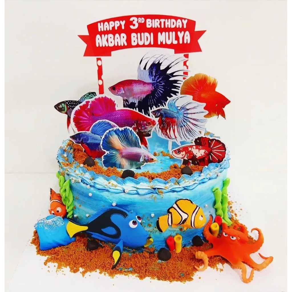 Ikan Cupang Topper Cake Birthday / Hiasan Kue Ulang Tahun