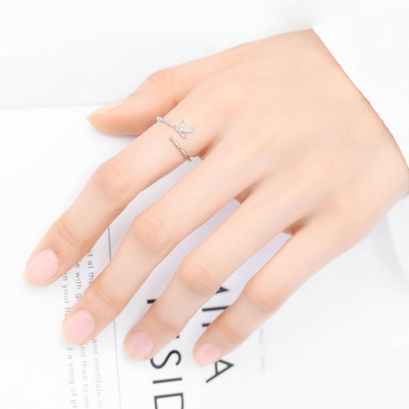 Cincin Kasual Ring Kuncup Bambu Zirkon Pembukaan Disesuaikan Wanita Perhiasan Rings Women Jewelry