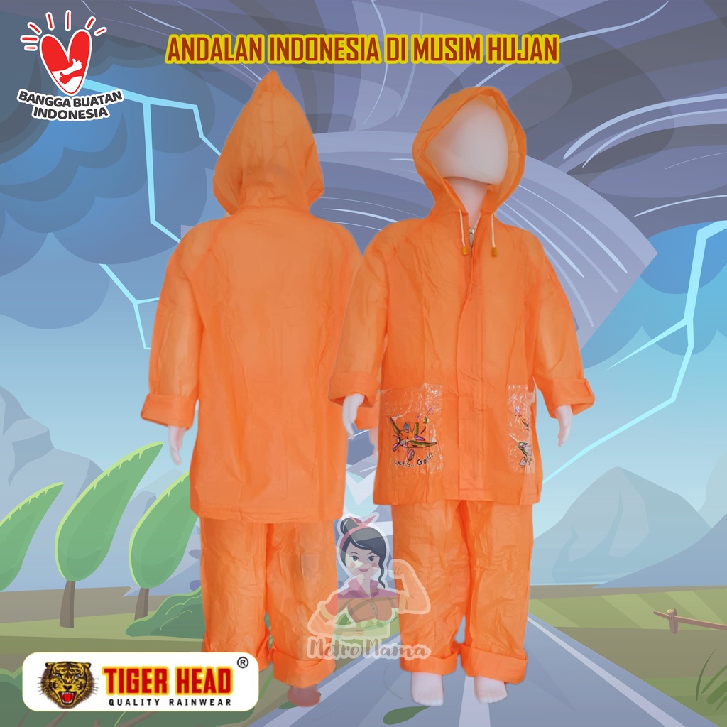 Jas hujan anak Tiger Head Trendy 68335 Mantel Raincoat Murah