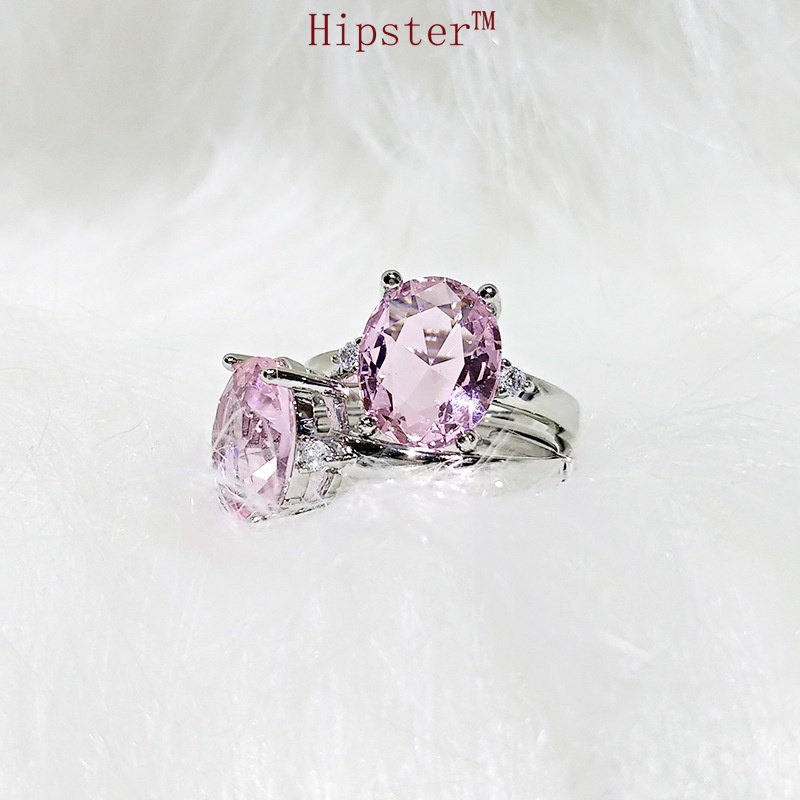 New Hot Sale Simple Fashion Elegant Inlaid Pink Crystal Ring