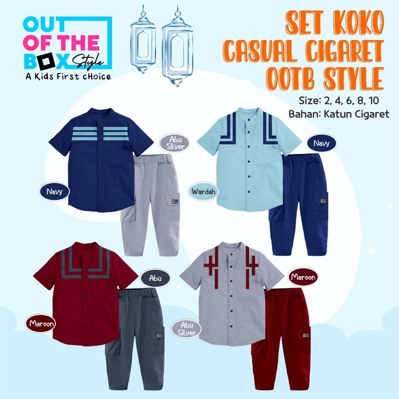 Set koko casual cigaret 2-10T setelan koko anak OOTB