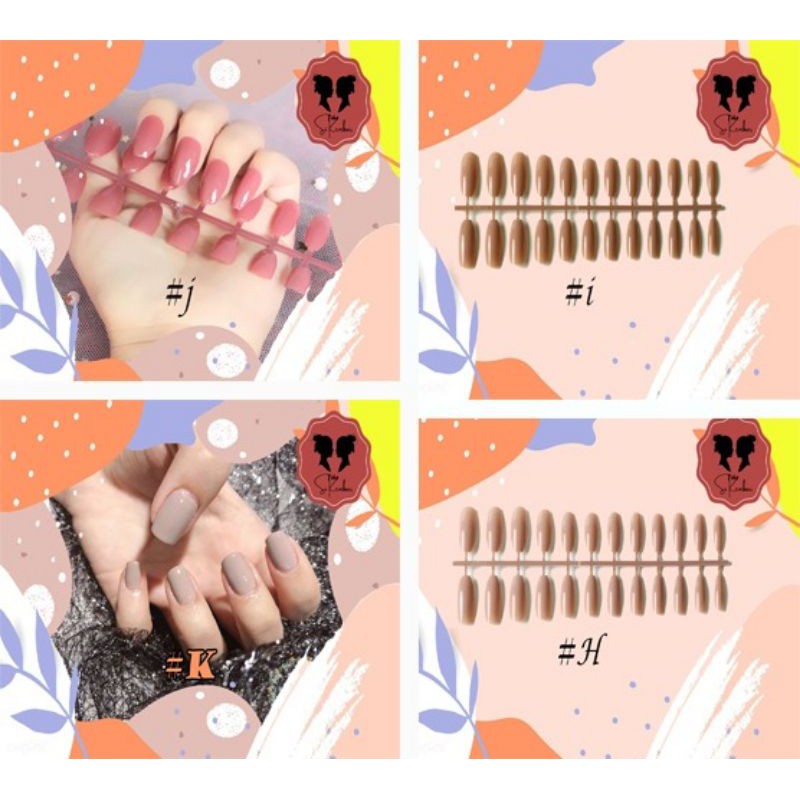 24Pc False Nail Art tips Glossy Nude Coffin Ballerina Drop shaped Press On Fake full