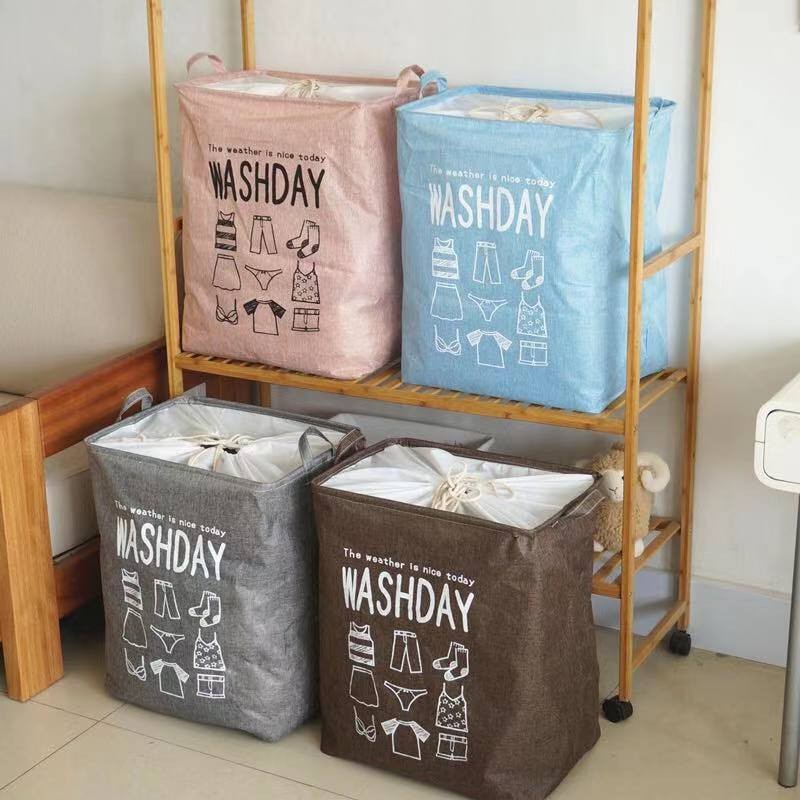 Laundry Bag WASHDAY 75 Liter Keranjang Laundry Persegi Penutup Serut laundrycp