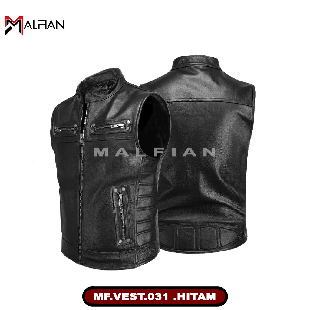 Rompi Kulit Motor Vest Kulit Sintetis Rompi Kulit Bikers Harley Davidson Vest Pria MF.VEST.031