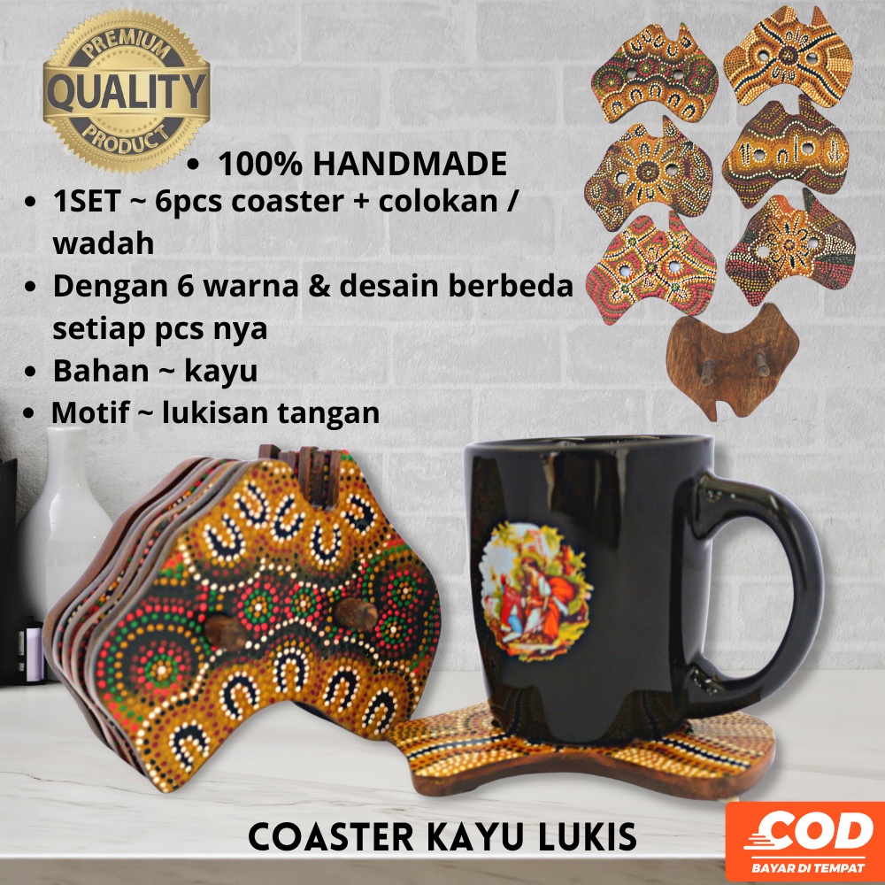 coaster /coaster kayu / tatakan gelas / tatakan gelas kayu / tatakan kayu / tatakan lukis handmade k