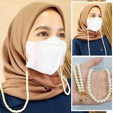 STRAP MASKER 2 IN 1 KRISTAL/KONEKTOR MASKER HIJAB/KALUNG MASKER HIJAB/TALI KALUNG MASKER HIJAB