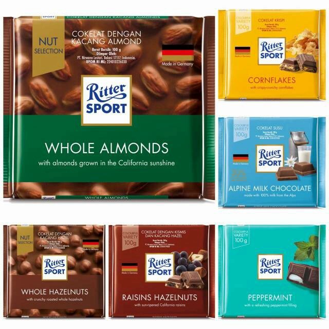 

RITTER SPORT CHOCOLATE 100GR ALL VARIAN