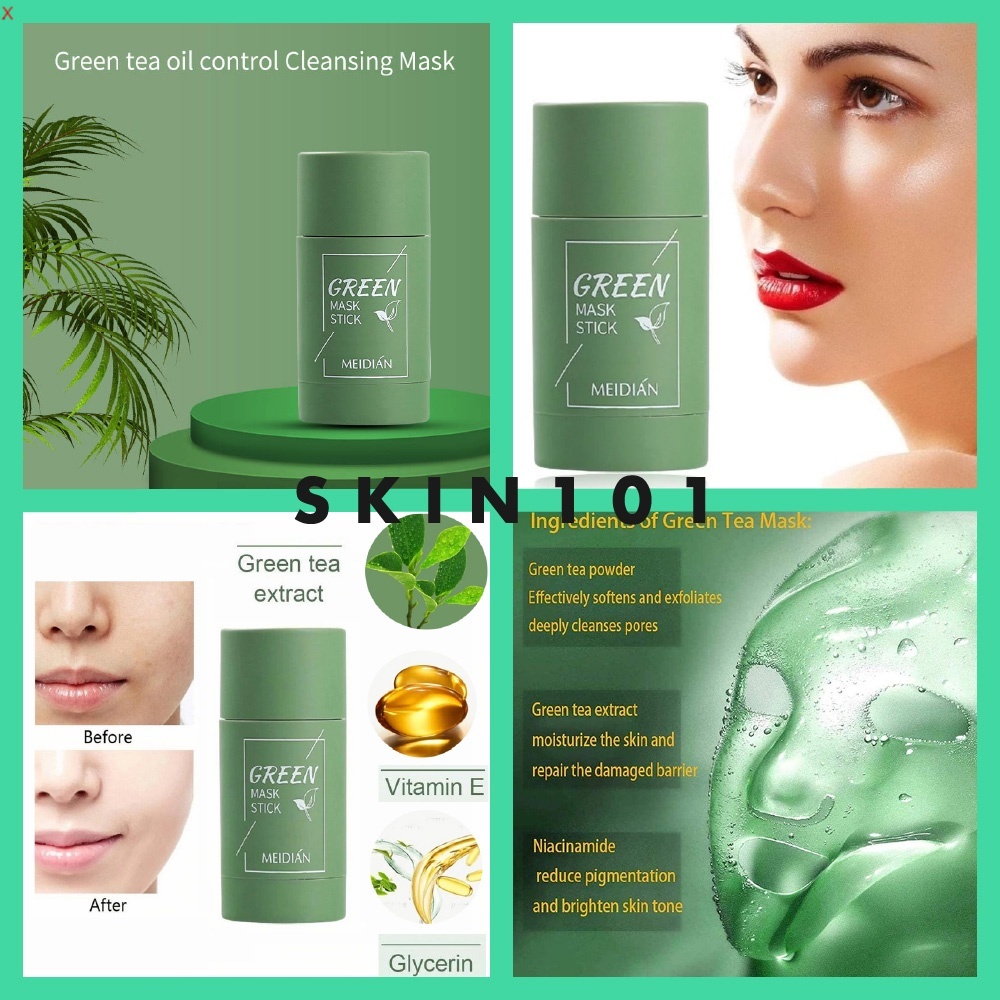MEIDIAN Green Tea Mask Cleansing Clay Stick Mask wajah Masker komedo Acne Cleansing blackhead Mask