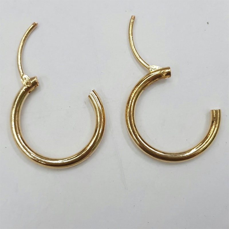 1 Pair Dasar Anting Hoop Kecil Sederhana Tabung berlapis Emas Anting Lingkaran Stud