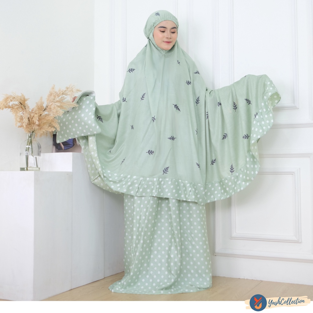 YashCollection Mukena Dewasa Bali Mukena Cemara LAMIA Jumbo-Mukena Lamia Mint
