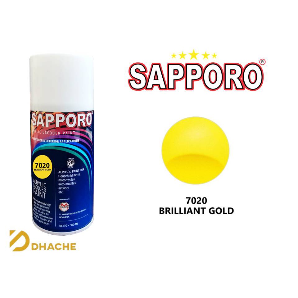 Cat Semprot Sapporo Spray 7020 Brilliant Gold / Pylox / Pilox 300cc