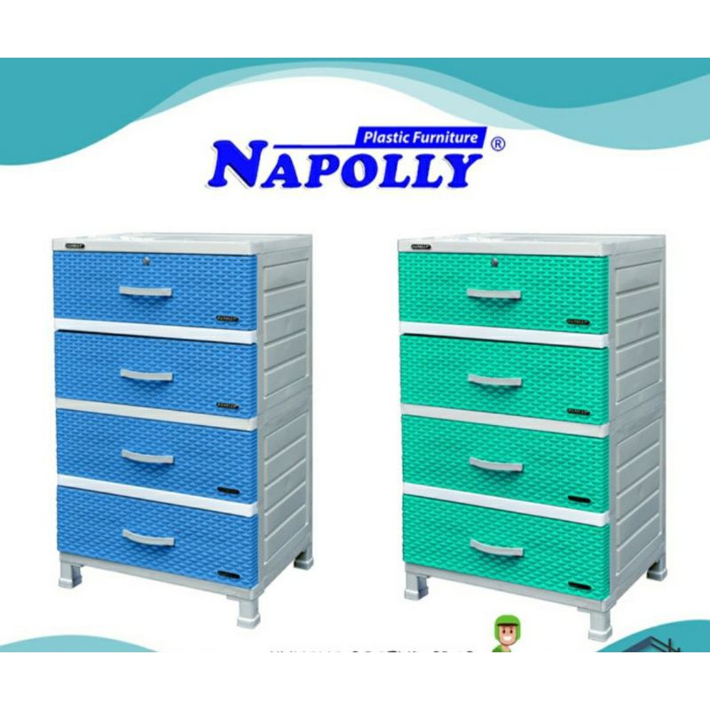 Laci NAPOLLY 4 susun / susun 4 DNR - 04 Lemari Laci Pakaian Motif rotan