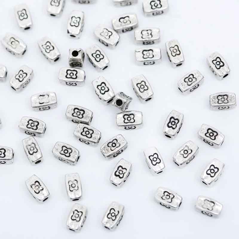 CHARMS 100pcs Manik-Manik Spacer Bahan Metal Warna Silver Untuk Membuat Perhiasan Gelang Diy