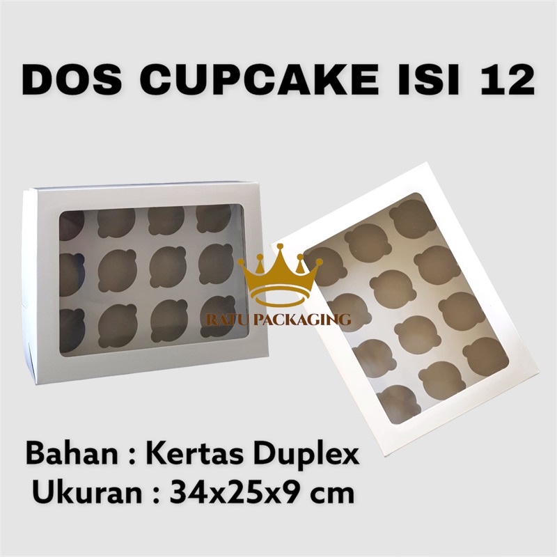 

RATU | Dos DUPLEX CUPCAKE ISI 12 Kue Cupcake isi 12 Box Kotak Dus Kue Cupcake / Kotak Hampers isi 12 Bahan Duplex