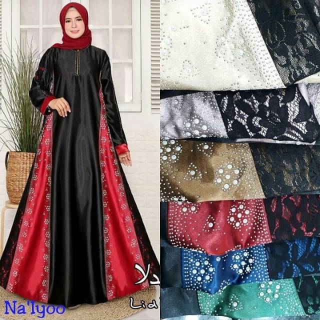 New gamis satin Marbella kombinasi warna