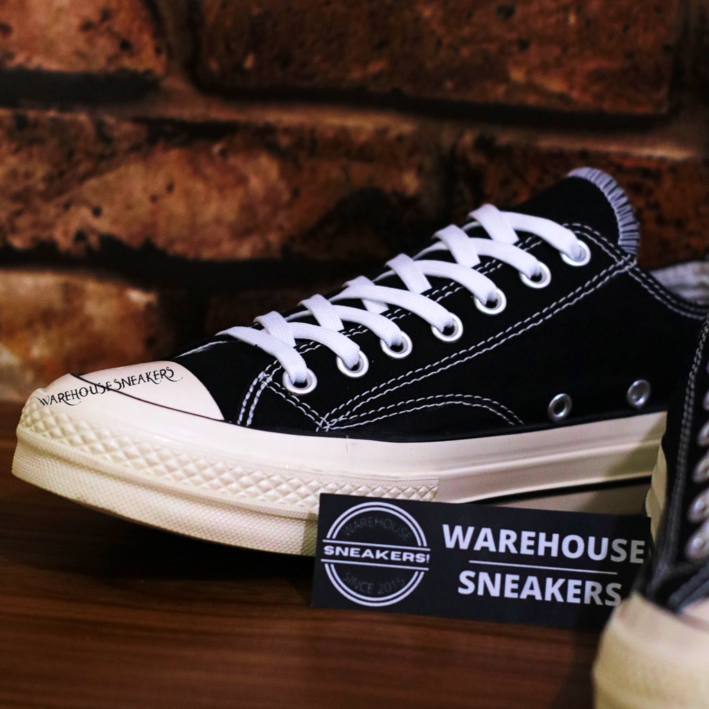 Sepatu Converse 70s Chuck Taylor Low Black White / Sneakers Konvers Konverse Hitam Putih Pendek