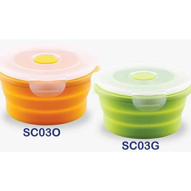 ♥BabyYank♥ BABY SAFE SC03 COLLAPSIBLE SILICONE FOOD CONTAINER 350ML TEMPAT MAKAN SILIKON LIPAT