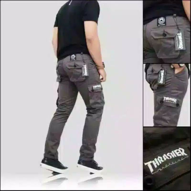 Celana cargo panjang THRASHER pria premium distro Quality 100% size 28-33