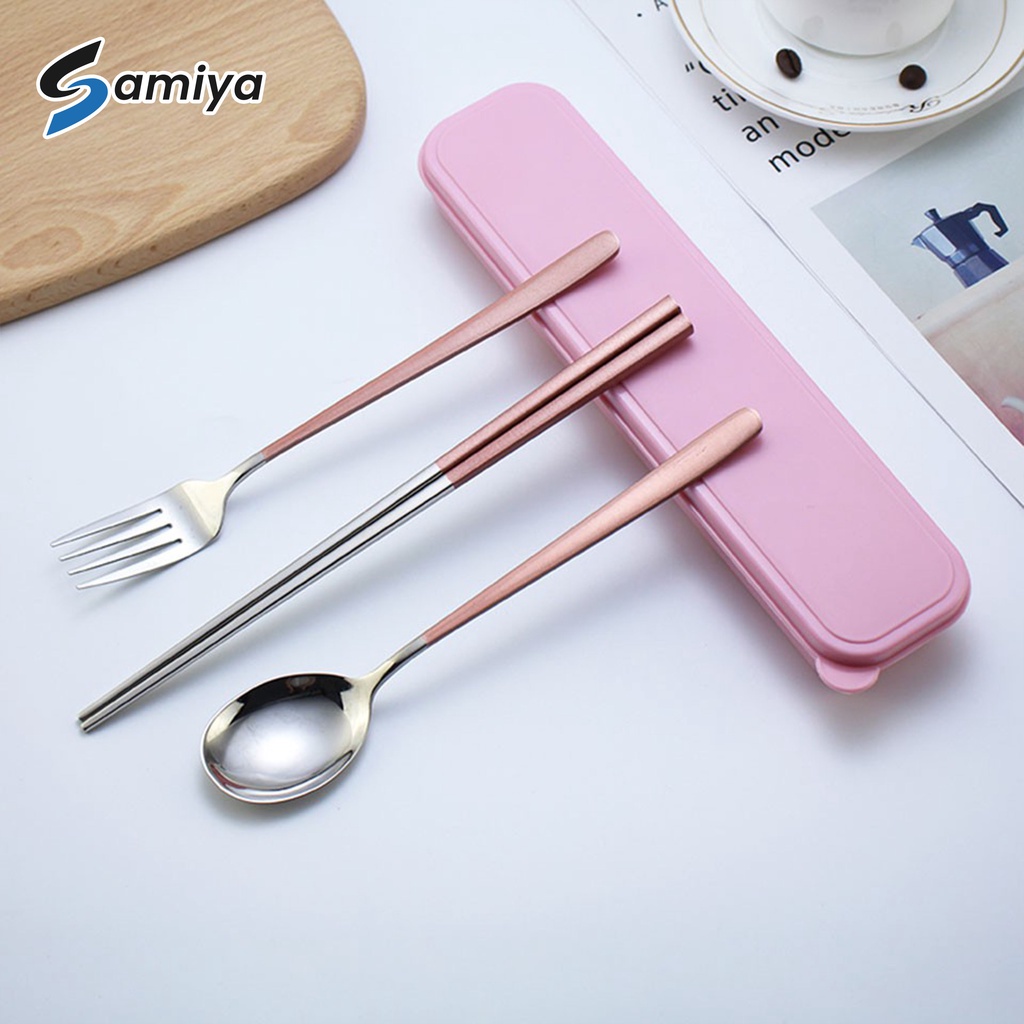 spoon fork chopstick korea stainless 304 silver series color handle / sendok garpu sumpit korea set