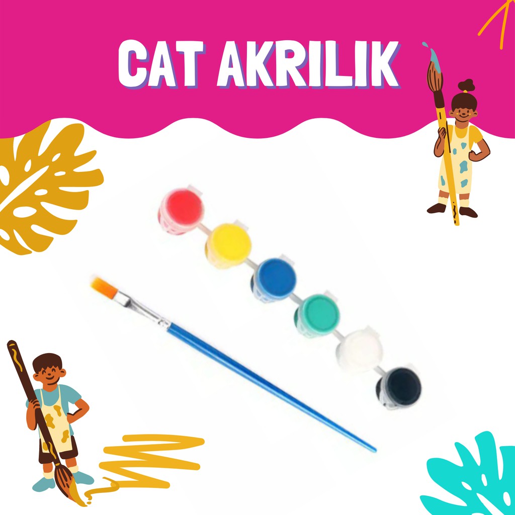 

Cat Akrilik I Acrylic Lukis Patung Gypsum Anak Kemasan Mini Pot 6 Warna 3ml Murah