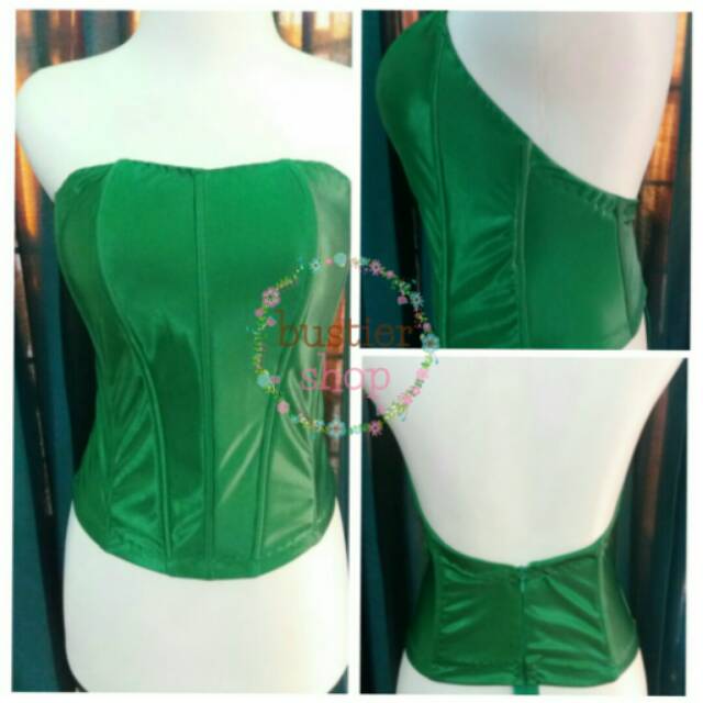 Bustier lowback satin hijau fuji